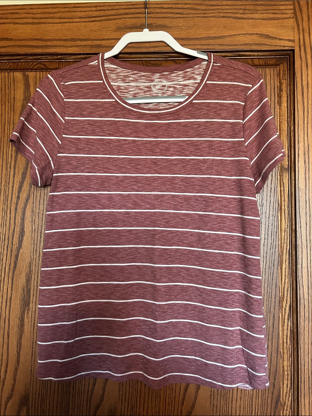 Women's Short-Sleeve Crewneck Tee - Mauve Stripe